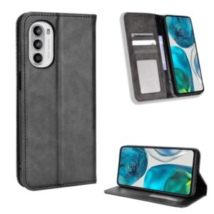 For Motorola Moto G52 4G Magnetic Buckle Retro Texture Leather Phone Case(Black) (OEM)