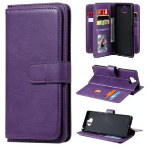 For Sony Xpeira 8 Multifunctional Magnetic Copper Buckle Horizontal Flip Solid Color Leather Case with 10 Card Slots & Wallet & Holder & Photo Frame(Purple) (OEM)