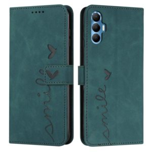 For Tecno Spark 8P Skin Feel Heart Pattern Leather Phone Case(Green) (OEM)