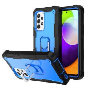 For Samsung Galaxy A52 5G / 4G PC + Rubber 3-layers Shockproof Protective Case with Rotating Holder(Black + Blue) (OEM)