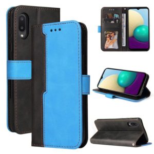For Samsung Galaxy A02 / M02 EU Version Business Stitching-Color Horizontal Flip PU Leather Case with Holder & Card Slots & Photo Frame(Blue) (OEM)