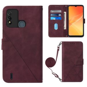 For Itel P37/Vision 2S/P651L Crossbody 3D Embossed Flip Leather Phone Case(Wine Red) (OEM)