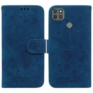 For Motorola Moto G9 Power Butterfly Rose Embossed Leather Phone Case(Blue) (OEM)