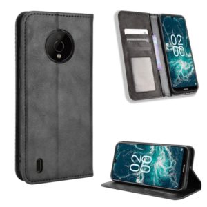 For Nokia C200 Magnetic Buckle Retro Texture Leather Phone Case(Black) (OEM)