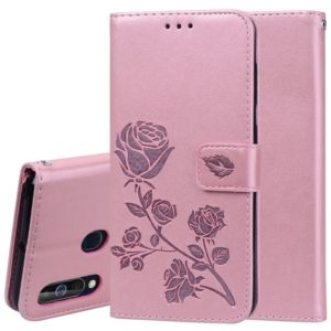 Rose Embossed Horizontal Flip PU Leather Case for Galaxy A60, with Holder & Card Slots & Wallet (Rose Gold) (OEM)