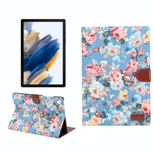 For Samsung Galaxy Tab A8 10.5 2021 X200 / X205 Flower Cloth Leather Smart Tablet Case(Blue) (OEM)