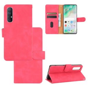 For OPPO Reno3 5G (Japanese Version) Solid Color Skin Feel Magnetic Buckle Horizontal Flip Calf Texture PU Leather Case with Holder & Card Slots & Wallet(Rose Red) (OEM)