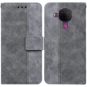 For Nokia 5.4 Geometric Embossed Leather Phone Case(Grey) (OEM)