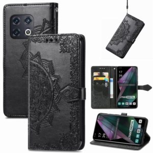 For OnePlus 10 Pro Mandala Flower Embossed Horizontal Flip Leather Phone Case(Black) (OEM)