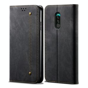 For Xiaomi Redmi 8 Denim Texture Casual Style Horizontal Flip Leather Case with Holder & Card Slots & Wallet(Black) (OEM)