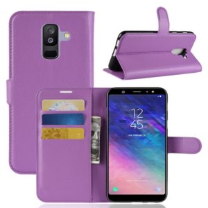 For Galaxy A6+ 2018 Litchi Texture Horizontal Flip Leather Case with Holder & Card Slots & Wallet(Purple) (OEM)