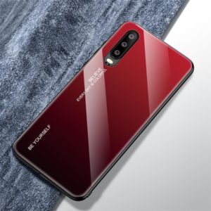 For Huawei P30 Gradient Color Glass Case(Red) (OEM)