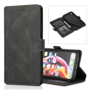 For iPhone XR Retro Magnetic Closing Clasp Horizontal Flip Leather Case with Holder & Card Slots & Photo Frame & Wallet(Black) (OEM)