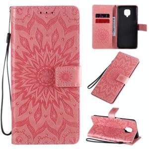 For Xiaomi Redmi Note 9 Pro Embossed Sunflower Pattern Horizontal Flip PU Leather Case with Holder & Card Slots & Wallet & Lanyard(Pink) (OEM)