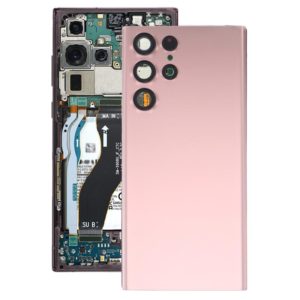 For Samsung Galaxy S22 Ultra 5G SM-S908B Battery Back Cover with Camera Lens Cover (Pink) (OEM)