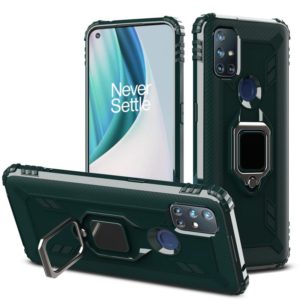 For OnePlus Nord N10 5G Carbon Fiber Protective Case with 360 Degree Rotating Ring Holder(Green) (OEM)