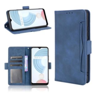 For OPPO Realme C21 Skin Feel Calf Pattern Horizontal Flip Leather Case with Holder & Card Slots & Photo Frame(Blue) (OEM)