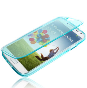 Flip Translucent Protection TPU Case for Galaxy S IV / i9500(Baby Blue) (OEM)