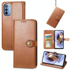 For Motorola Moto G31 Solid Color Leather Buckle Phone Case(Brown) (OEM)