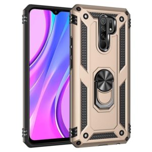 For Xiaomi Redmi 9 Shockproof TPU + PC Protective Case with 360 Degree Rotating Holder(Gold) (OEM)