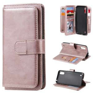 For Samsung Galaxy A01 Multifunctional Magnetic Copper Buckle Horizontal Flip Solid Color Leather Case with 10 Card Slots & Wallet & Holder & Photo Frame(Rose Gold) (OEM)