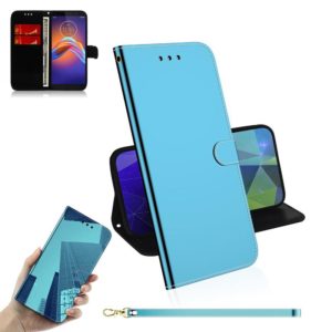 For Motorola Moto E6 Play Mirror-like Magnetic Attraction Horizontal Flip Leather Case with Lanyard, Support Holder & Card Slot & Wallet(Blue) (OEM)