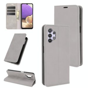 For Samsung Galaxy A32 5G Retro-skin Business Magnetic Suction Leather Case with Holder & Card Slots & Wallet(Grey) (OEM)