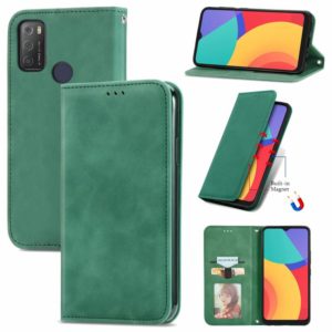 For Alcatel 1S 2021 Retro Skin Feel Business Magnetic Horizontal Flip Leather Case with Holder & Card Slots & Wallet & Photo Frame(Green) (OEM)