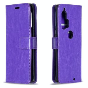 For Motorola Edge+ Crazy Horse Texture Horizontal Flip Leather Case with Holder & Card Slots & Wallet & Photo Frame(Purple) (OEM)