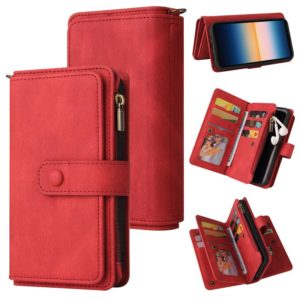 For Sony Xperia 10 III Skin Feel PU + TPU Horizontal Flip Leather Case With Holder & 15 Cards Slot & Wallet & Zipper Pocket & Lanyard(Red) (OEM)