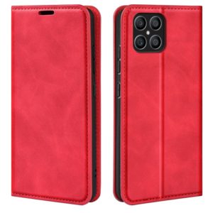 For Honor X8 Retro-skin Magnetic Suction Leather Phone Case(Red) (OEM)