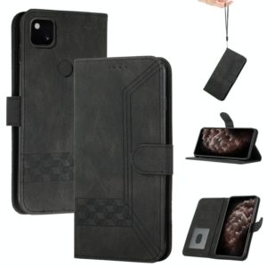 For Google Pixel 4a Cubic Skin Feel Flip Leather Phone Case(Black) (OEM)