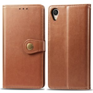 Retro Solid Color Leather Buckle Mobile Phone Protection Leather Case with Lanyard & Photo Frame & Card Slot & Wallet & Bracket Function for OPPO Reno 10X zoom(Brown) (OEM)