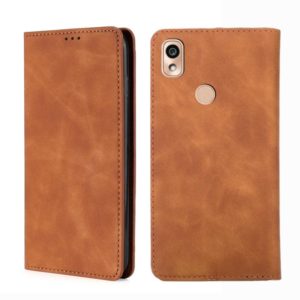 For Kyocera KY-51B Skin Feel Magnetic Horizontal Flip Leather Phone Case(Light Brown) (OEM)