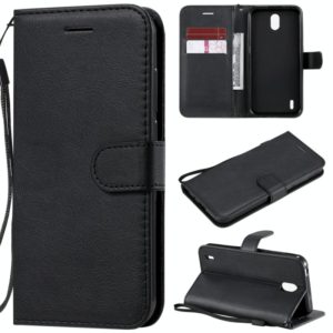For Nokia 1.3 Solid Color Horizontal Flip Protective Leather Case with Holder & Card Slots & Wallet & Photo Frame & Lanyard(Black) (OEM)