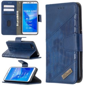 For Huawei Y5 (2018) Matching Color Crocodile Texture Horizontal Flip PU Leather Case with Holder & Card Slots & Wallet(Blue) (OEM)