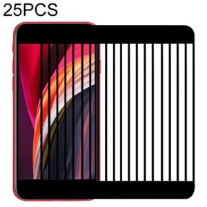 For iPhone SE 2022 / 2020 25 PCS Full Screen Large Arc Edge High Aluminum Tempered Glass Film(Black) (OEM)