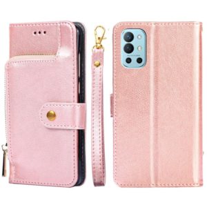 Zipper Bag PU + TPU Horizontal Flip Leather Case with Holder & Card Slot & Wallet & Lanyard For OnePlus 9R(Rose Gold) (OEM)