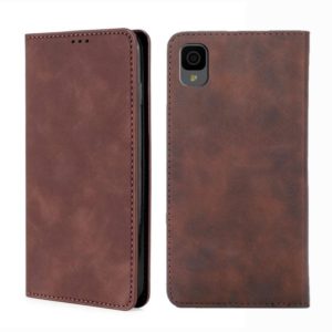 For TCL 30Z T602DL Skin Feel Magnetic Horizontal Flip Leather Phone Case(Dark Brown) (OEM)