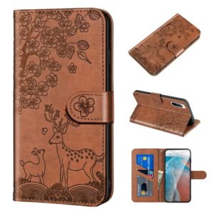 For Sony Xperia 10 II Sika Deer Embossing Pattern Horizontal Flip PU Leather Case with Holder & Card Slot & Wallet & Photo Frame(Brown) (OEM)