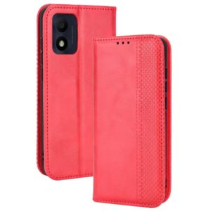 For TCL 303 / Alcatel 1B 2022 Magnetic Buckle Retro Crazy Horse Leather Phone Case(Red) (OEM)