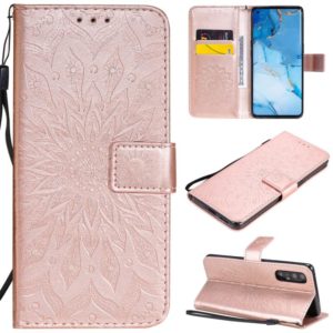 For OPPO Reno3 Pro / Find X2 Neo Sun Embossing Pattern Horizontal Flip Leather Case with Card Slot & Holder & Wallet & Lanyard(Rose Gold) (OEM)
