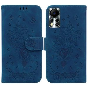 For Infinix Hot 11s NFC X6812B Butterfly Rose Embossed Leather Phone Case(Blue) (OEM)