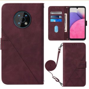For Nokia G50 Crossbody 3D Embossed Flip Leather Phone Case(Wine Red) (OEM)