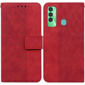 For Tecno Spark 7P Geometric Embossed Leather Phone Case(Red) (OEM)