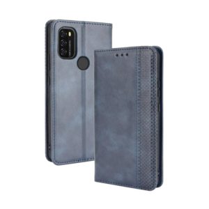 For Blackview A70 (2021) Magnetic Buckle Retro Crazy Horse Texture Horizontal Flip Leather Case with Holder & Card Slots & Photo Frame(Blue) (OEM)