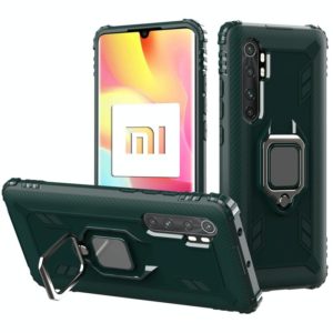 For Xiaomi Mi Note 10 Lite Carbon Fiber Protective Case with 360 Degree Rotating Ring Holder(Green) (OEM)