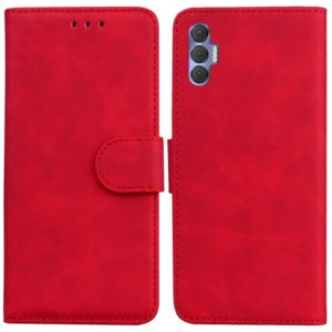 For Tecno Spark 8P Skin Feel Pure Color Flip Leather Phone Case(Red) (OEM)