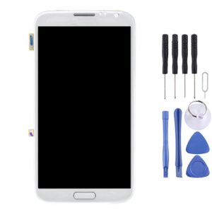 Original LCD Display + Touch Panel with Frame for Galaxy Note II / N7105(White) (OEM)