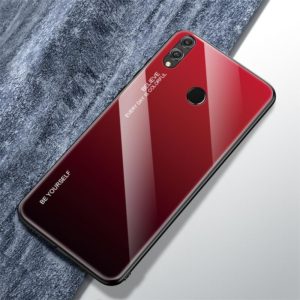 For Huawei Honor 8X Gradient Color Glass Case(Red) (OEM)